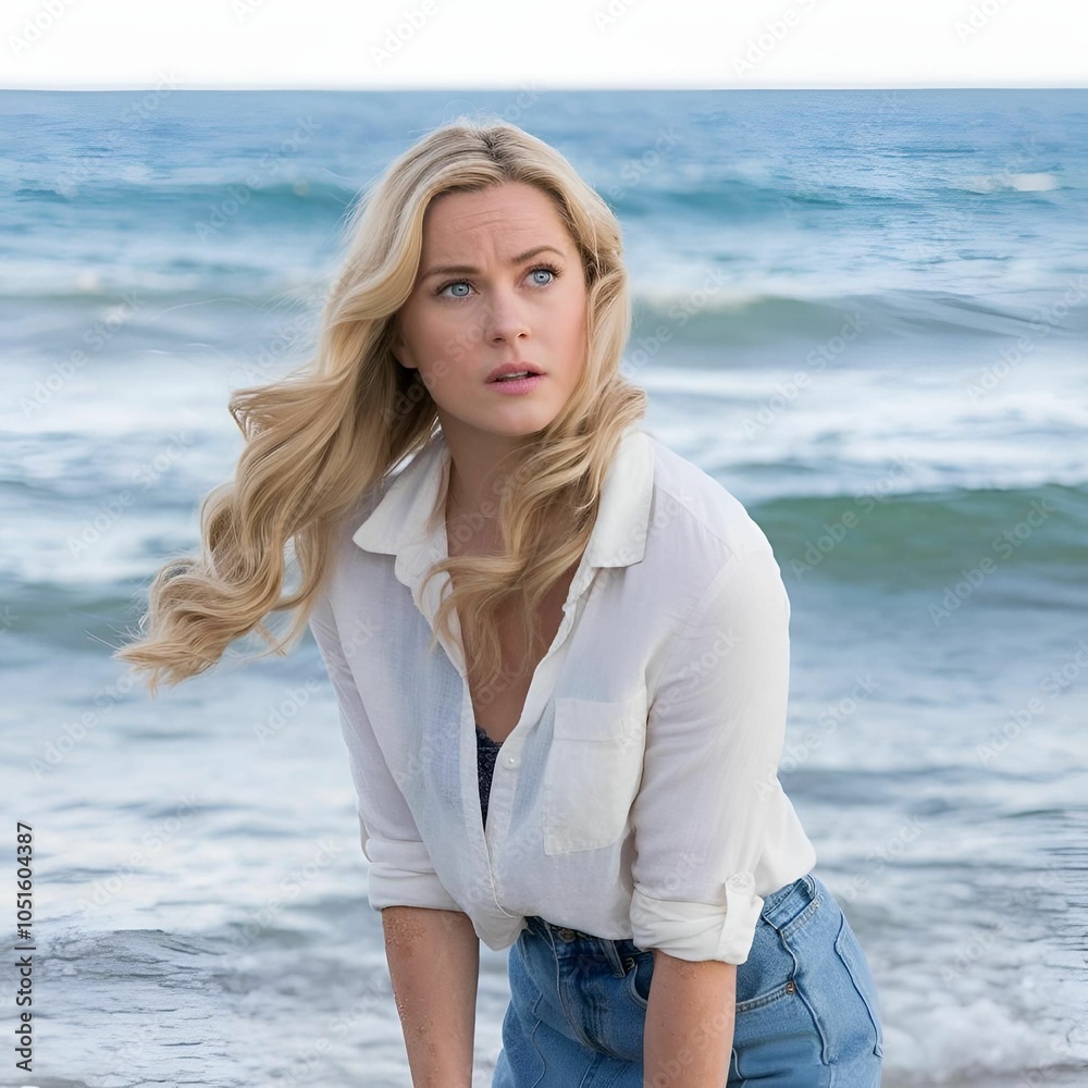 Young Blonde Woman on a Beach Young Blonde Woman on a Beach