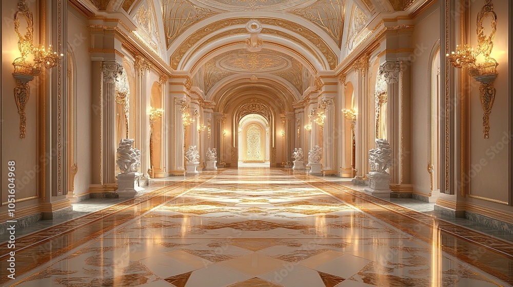 Obraz premium Golden Hallway in a Palace