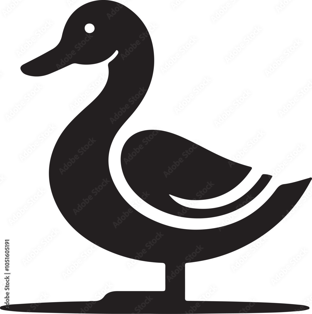 Simple Duck Silhouette Vector on White Background for Modern Icon Style Simple Duck Silhouette Vector on White Background for Modern Icon Style