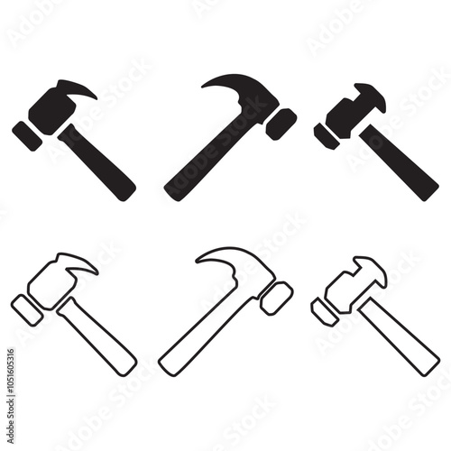 Hammer force black icon vector illustration