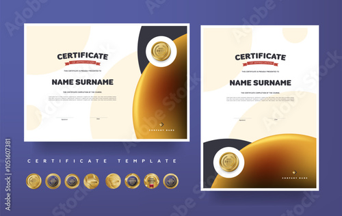 Certificate of appreciation or Award diploma template design and vector golden Luxury premium badges design