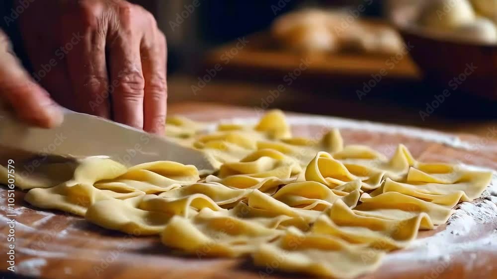Fresh Pasta Dough Rolling and Cutting Process for Traditional Italian Cuisine
Fresh Pasta Dough Rolling and Cutting Process for Traditional Italian Cuisine