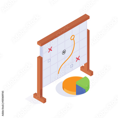 A unique isometric icon of strategic planning in modern style