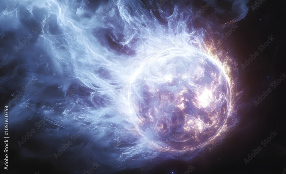 Obraz premium Ethereal Floating White Sphere with Glowing Effects