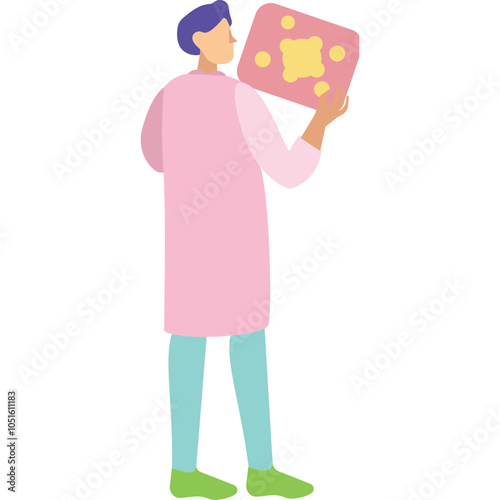 Scientist research vector lab worker flat icon