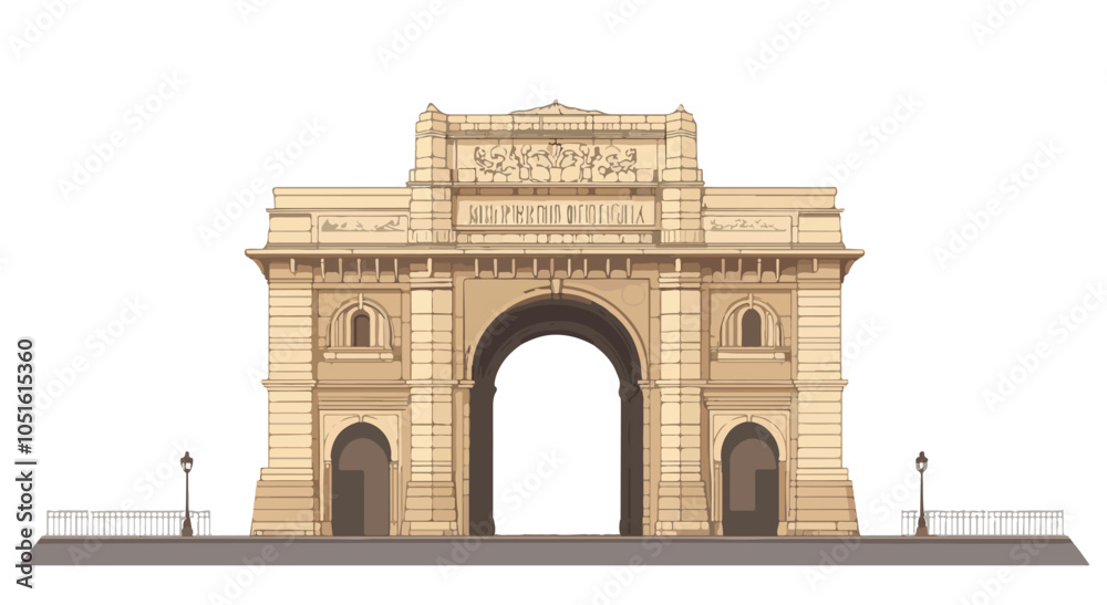 Obraz premium Gateway of India Mumbai Monument - Historic Icon in Flat Vector Design