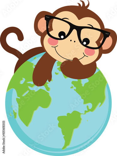 Cute monkey on the planet world
