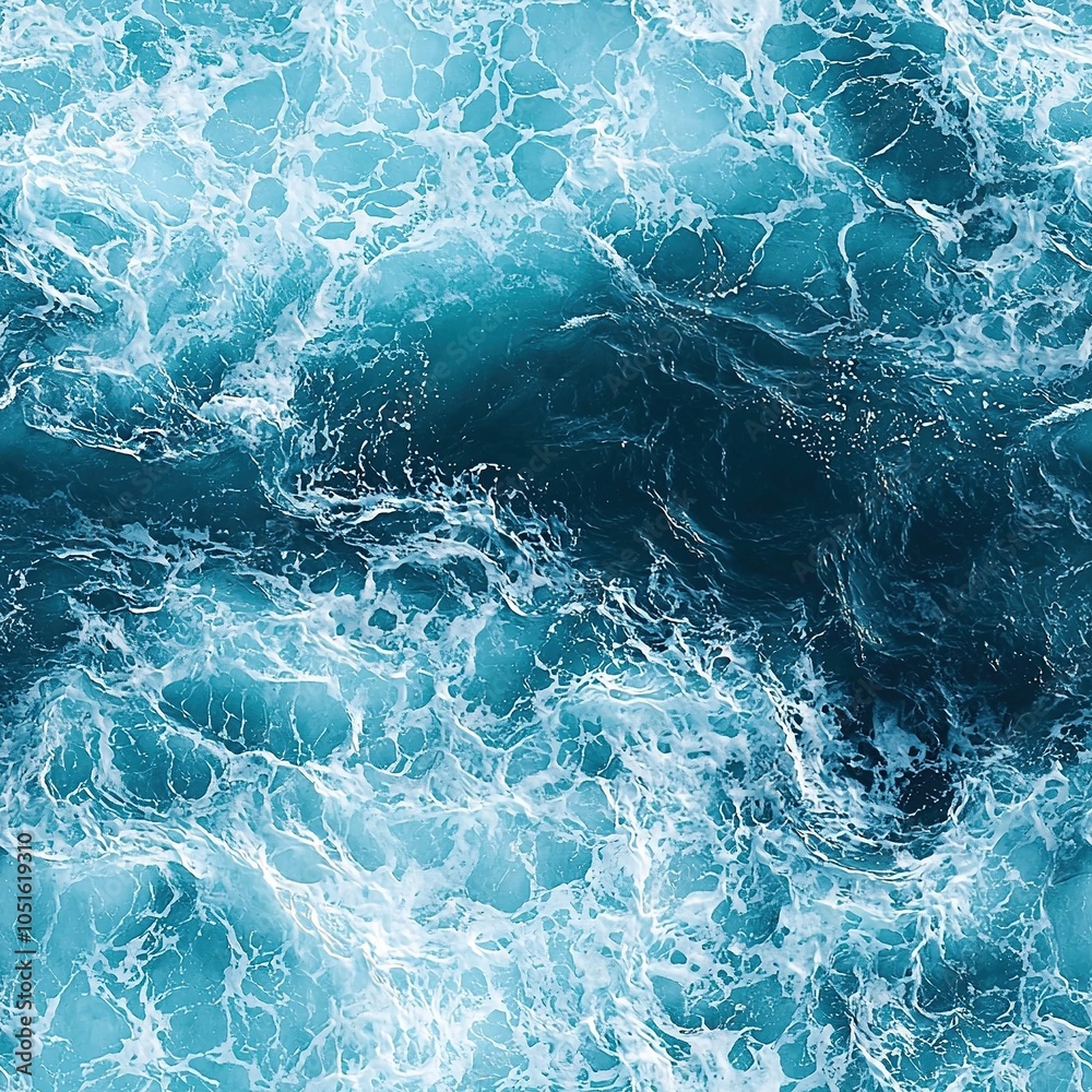 Fototapeta premium Water Ocean Waves Seamless Texture Pattern, Sea Water Ripples