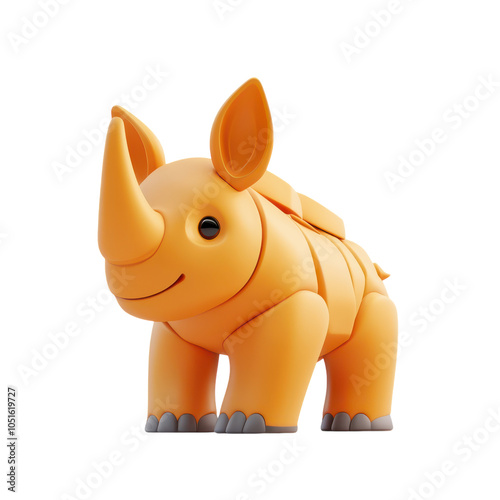 Cartoon Style Rhinoceros 3D Icon for Graphic Design and Digital Projects