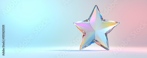 Translucent glass star with soft pastel hues on a light gradient background, evoking a sense of calm and serenity