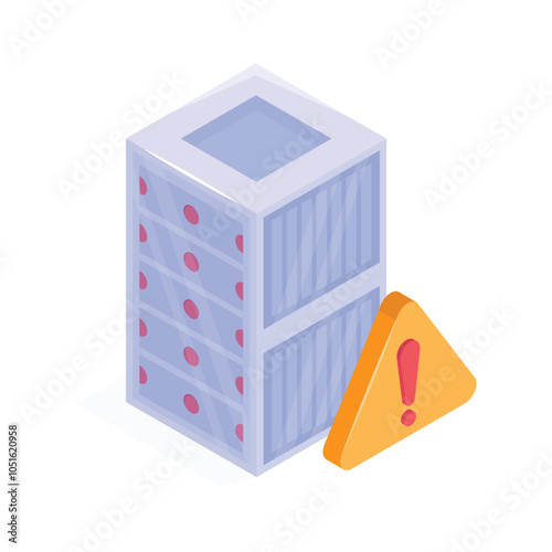 An isometric icon of server error in modern style