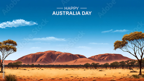 A minimalist design featuring the red desert of the Australian outback