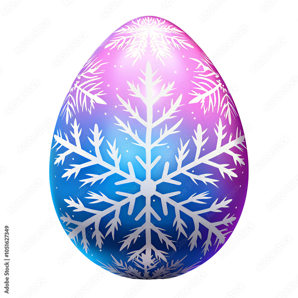 A blue and purple egg with a snowflake design A blue and purple egg with a snowflake design