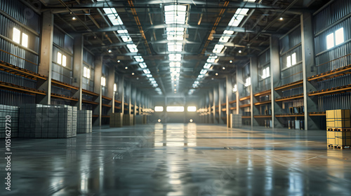 Spacious warehouse interior with polished floors