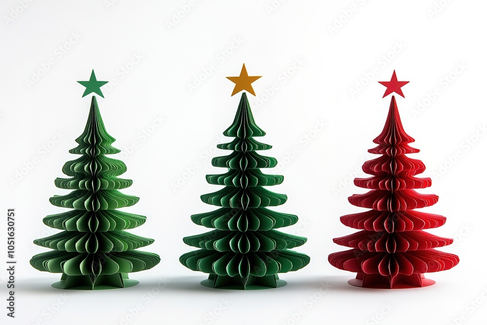 3D Christmas tree with a star on top, green and red glitter paper trees for table centerpieces, party decorations, and kids' crafts 3D Christmas tree with a star on top, green and red glitter paper trees for table centerpieces, party decorations, and kids' crafts
