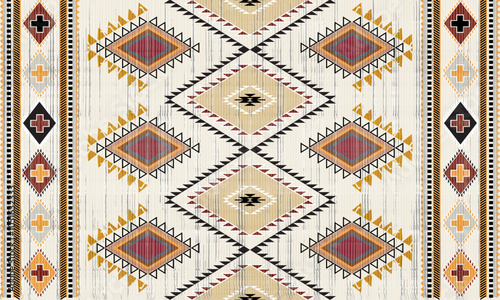 Navajo tribal vector seamless pattern. Native American ornament. Ethnic South Western decor style. Boho geometric ornament. Vector seamless pattern. Mexican blanket, rug. Woven carpet illustration