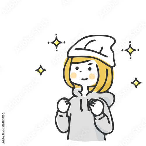 ガッツポーズする女性