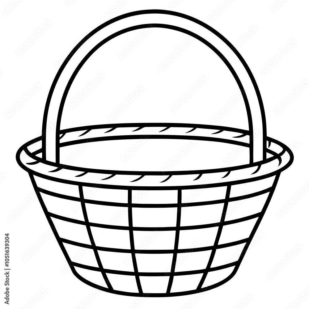 Fototapeta premium empty basket line art isolated on white