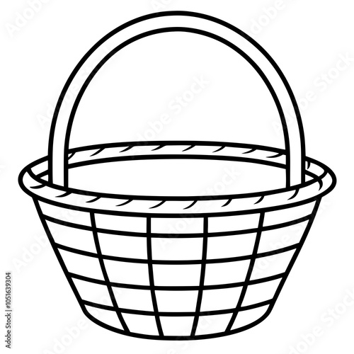 empty basket line art isolated on white