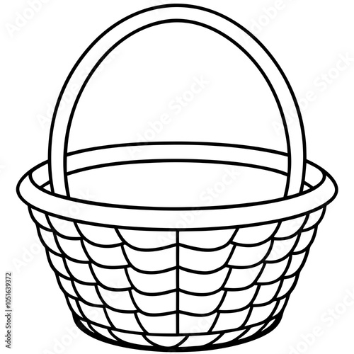 empty basket line art isolated on white