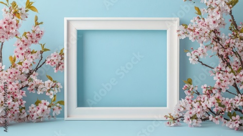 Framed cherry blossoms with space for text in spring garden setting