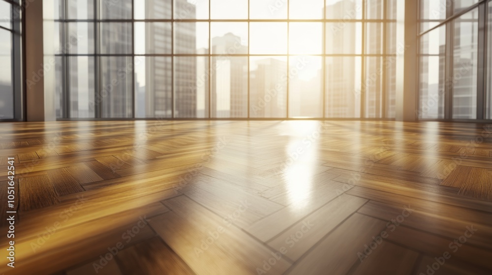 Modern Interior with Sunny Cityscape View Modern Interior with Sunny Cityscape View