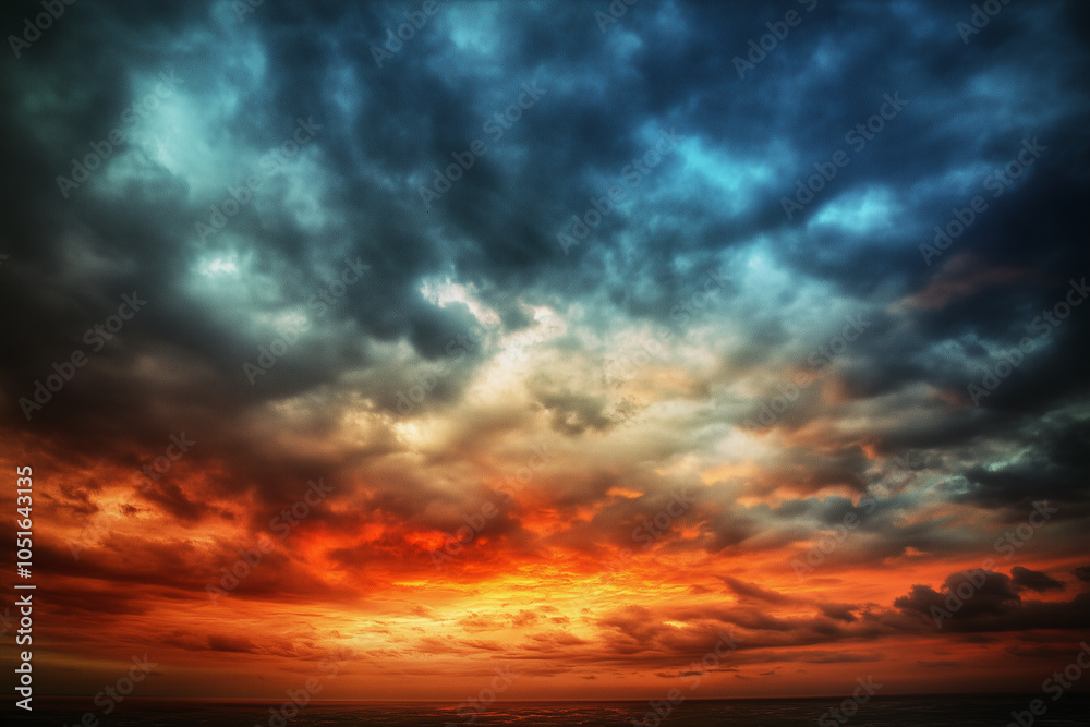 Fototapeta premium Dramatic Sunset Over Ocean Horizon