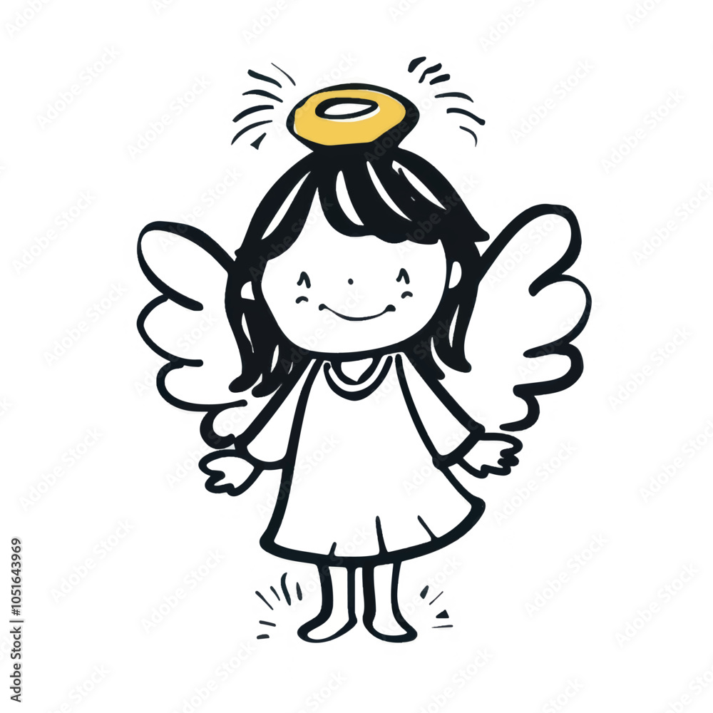 Fototapeta premium Cute angel cartoon illustration.