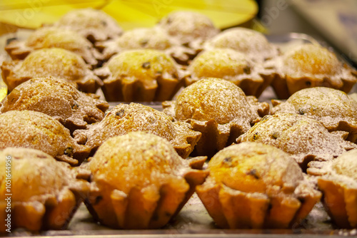 cake, rum baba, French sweet dessert baba with rum. Cake. Yeast pie. Confectionery for children. Bakery products for the food industry. Snack concept. Close-up. photo