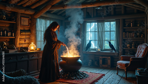 witch cooking potion