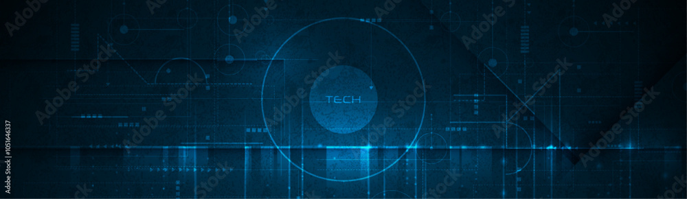 Obraz premium Illustration Abstract circuit board with texture on gradient blue color background. Vector modern graphic design. Digital technology, tech and futuristic concept for template, banner background