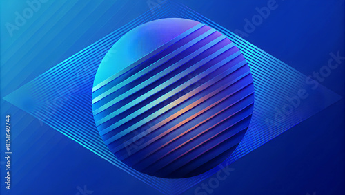 3D Rendering of Blue Sphere with Abstract Background.