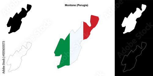 Canvas Print Montone (Umbria) outline map set
