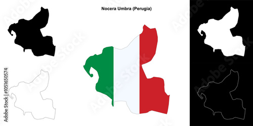 Nocera Umbra (Umbria) outline map set
