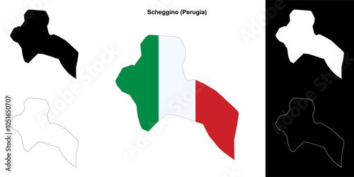 Scheggino (Umbria) outline map set photo