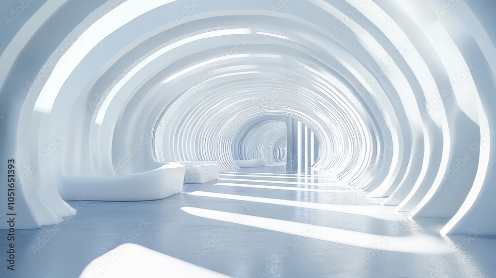Fototapeta premium White stripe pattern futuristic background. 3d render illustration. architecture modern. Ultra realistic. Photorealistic