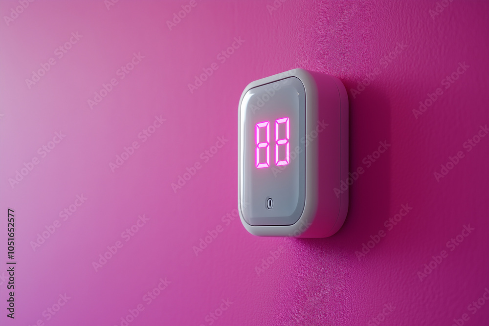 Digital Temperature Display on Pink Wall