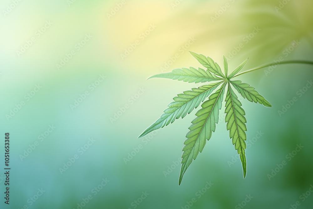 Obraz premium Delicate Green Leaf on Soft Background