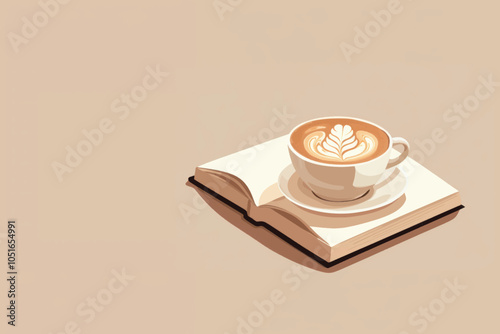 Coffee book relaxation illustration