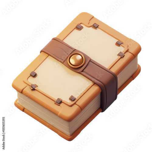 Colorful Cartoon Style 3D Spellbook Icon for Fantasy Applications, isolated on transparent background, PNG Format