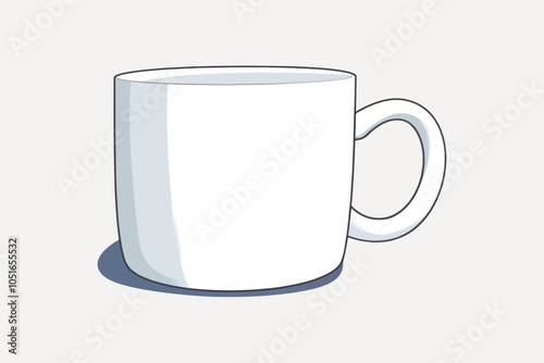 Minimalist white coffee mug illustration