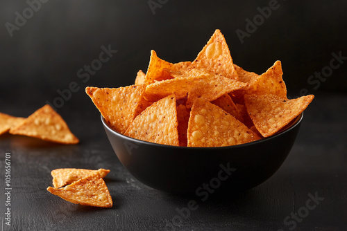 Crispy Tortilla Chips in Black Bowl