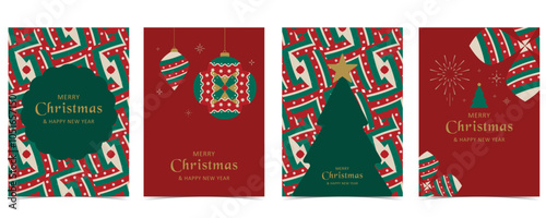 red Christmas festival background with geometric style.vector for a4 vertical design
