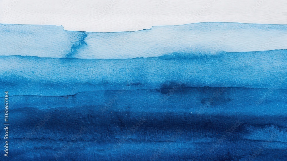 Fototapeta premium Serene Blue Watercolor Gradient, a calming blend of deep and light blue hues, creating an abstract backdrop that evokes tranquility and soothing emotions.