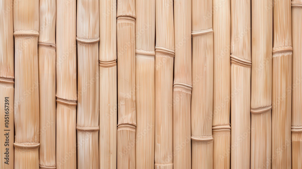Fototapeta premium Bamboo Essence, a serene backdrop showcasing vertical grain lines, exuding an eco-friendly and minimalist ambiance, perfect for enhancing design and decor themes.