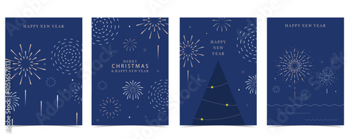 firework background in night.Editable vector illustration for a4 vertical design