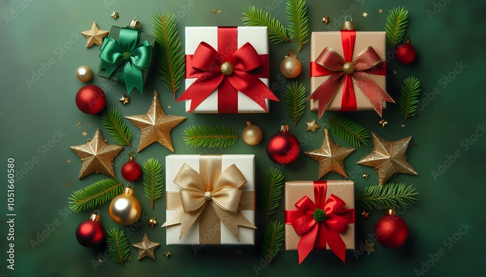 Festive Christmas Arrangement on Green Background
Festive Christmas Arrangement on Green Background