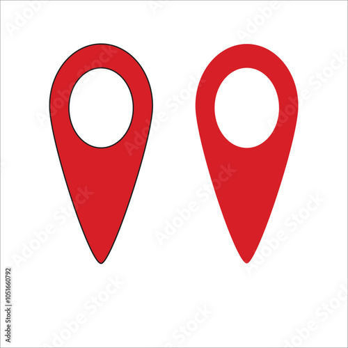 location pin icon, simple and minimalist design. has a hollow circle on the top, classic map marker. map design, navigation interface