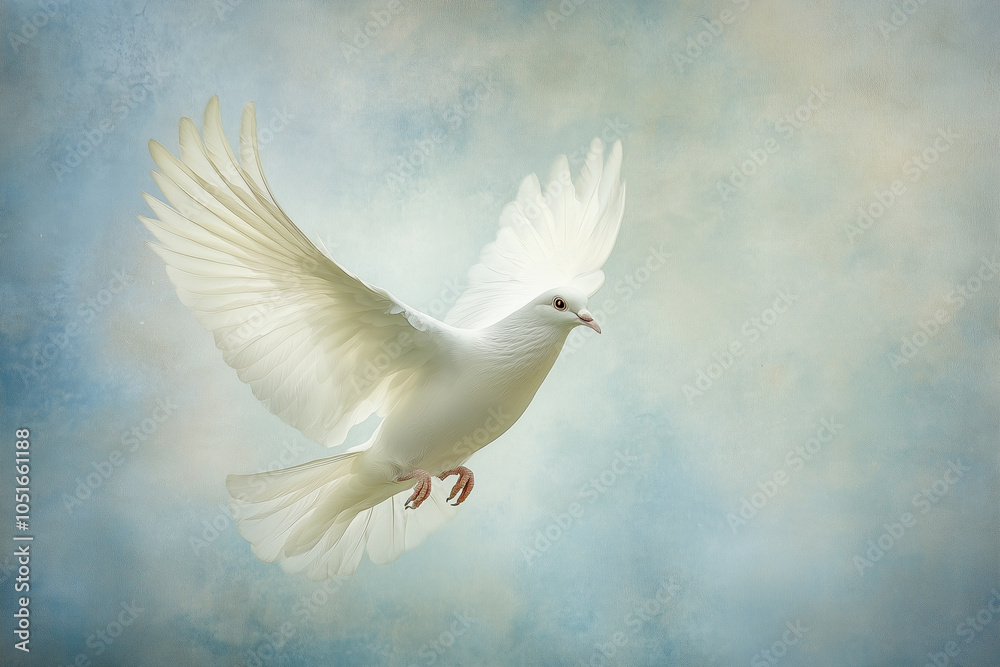 Obraz premium Majestic White Dove in Flight