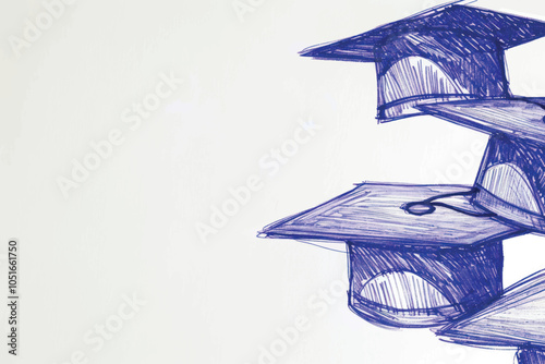 Graduation caps sketched art